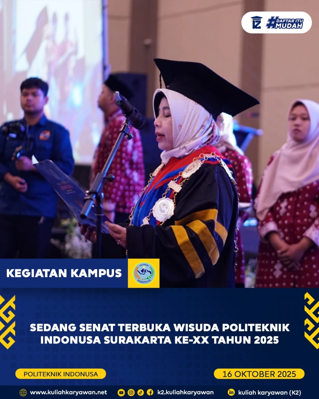 WISUDA KE-XX POLITEKNIK INDONUSA SURAKARTA: RATUSAN MAHASISWA RESMI MENYANDANG GELAR AHLI MADYA DAN SARJANA TERAPAN